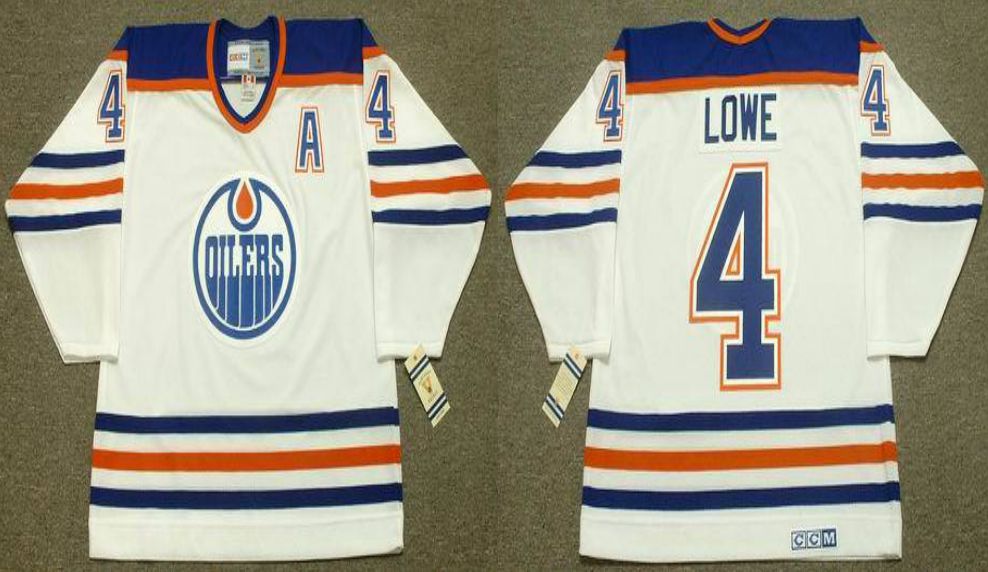 2019 Men Edmonton Oilers #4 Lowe White CCM NHL jerseys